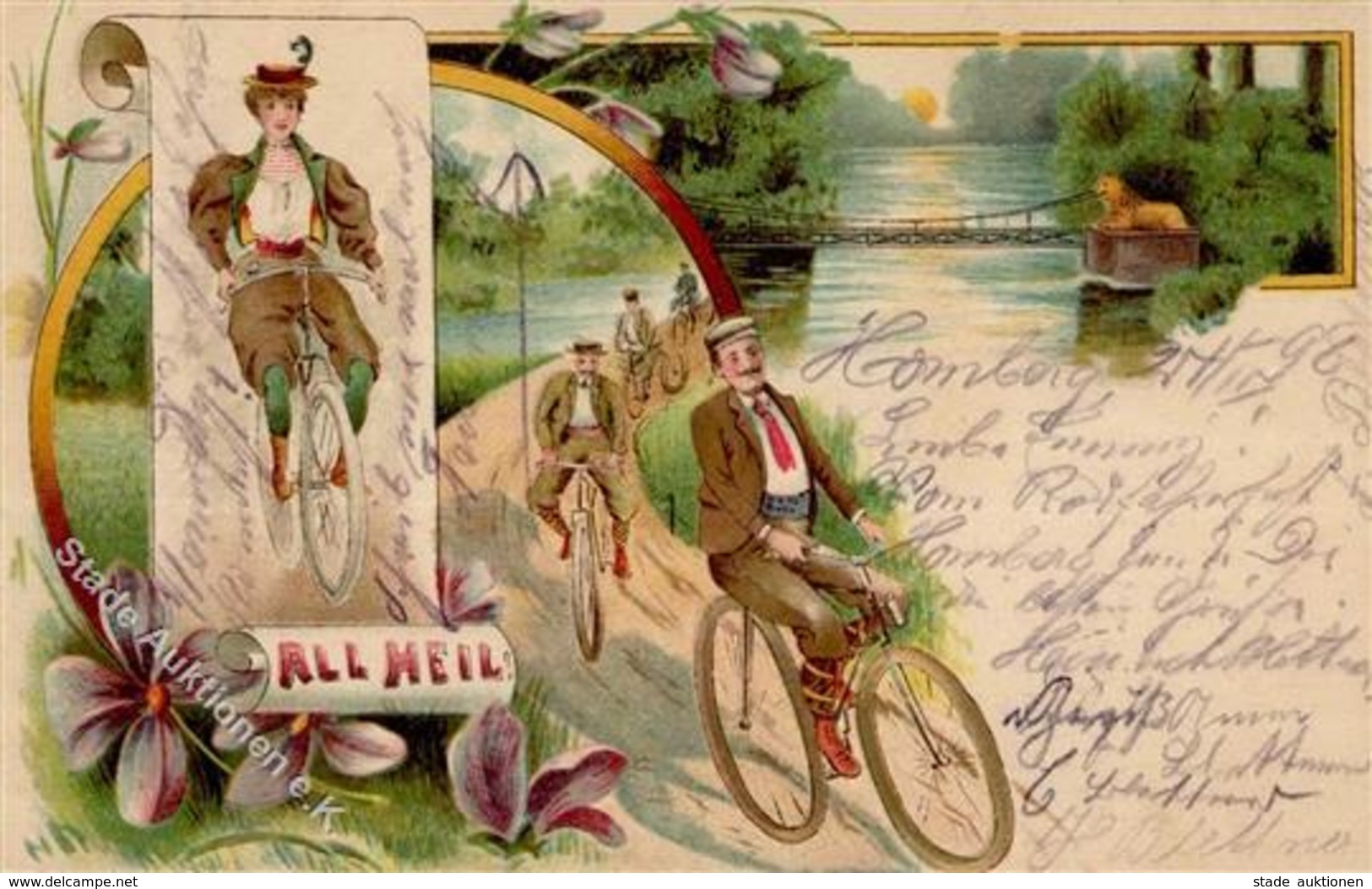 Fahrrad All Heil Lithographie 1898 I-II Cycles - Other & Unclassified
