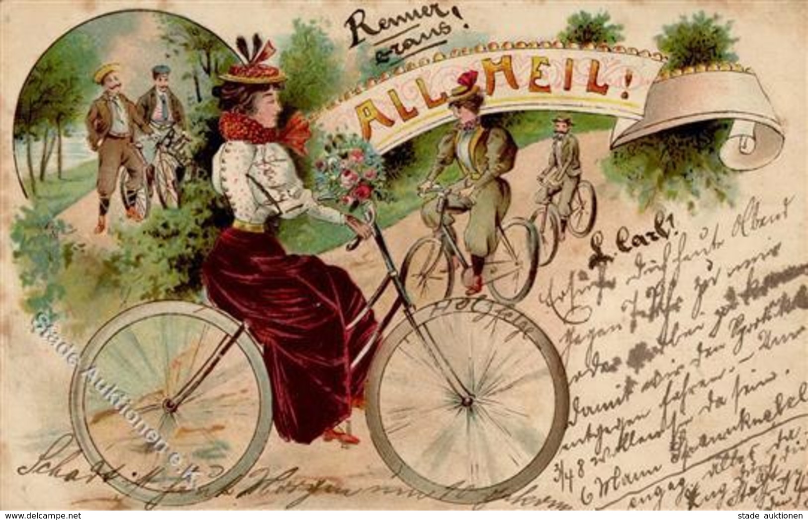 Fahrrad All Heil Lithographie 1901 I-II (fleckig) Cycles - Other & Unclassified