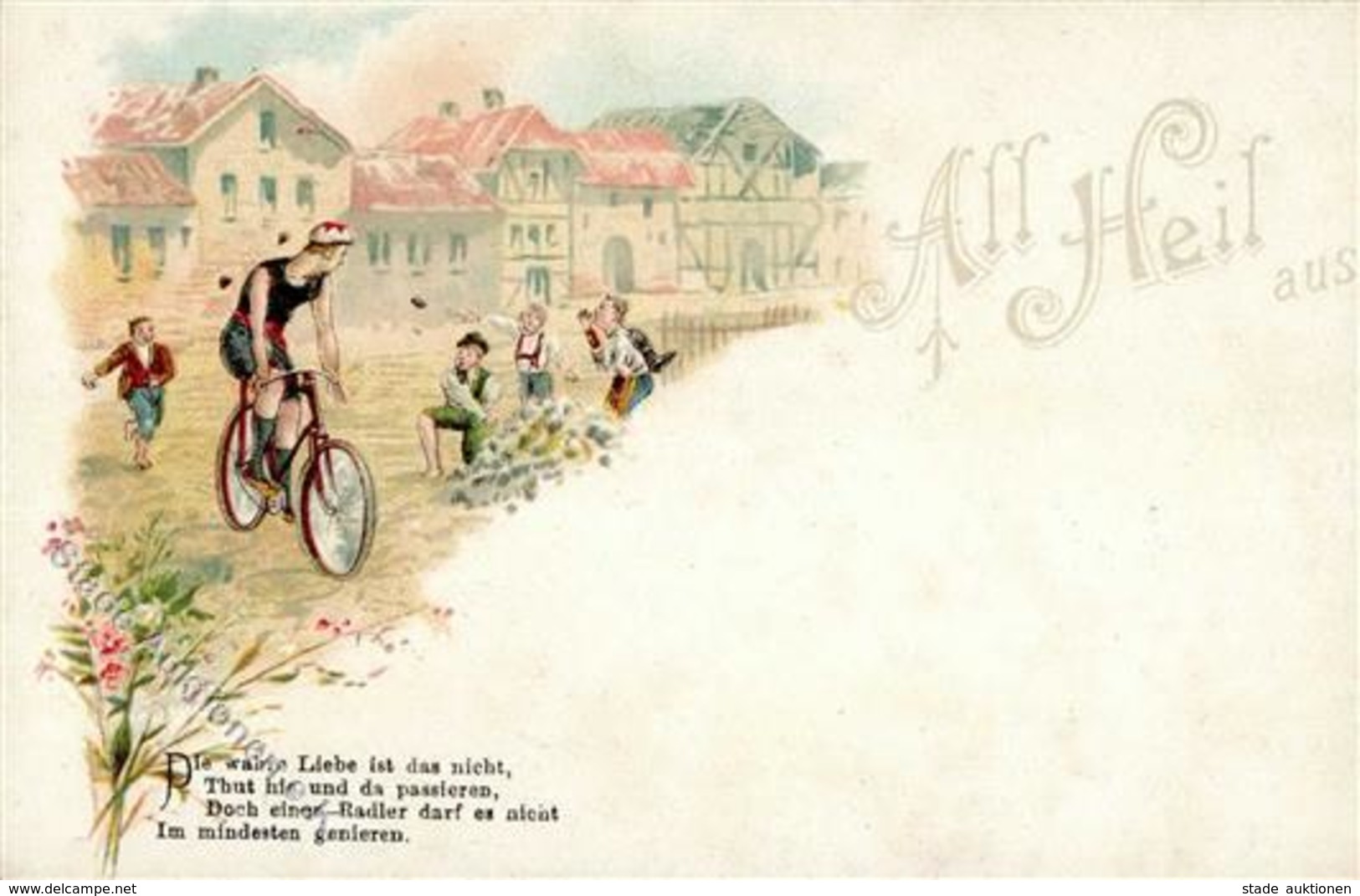 Fahrrad All Heil Lithographie I-II Cycles - Sonstige & Ohne Zuordnung