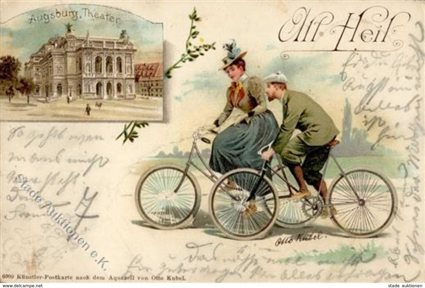 Fahrrad Augsburg (8900) All Heil Lithographie I-II (fleckig) Cycles - Other & Unclassified