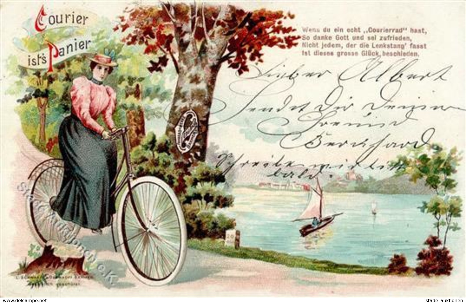 Fahrrad Barmen (5600) Courier Ist's Panier Fahrradwerke Lithographie 1899 I-II Cycles - Sonstige & Ohne Zuordnung