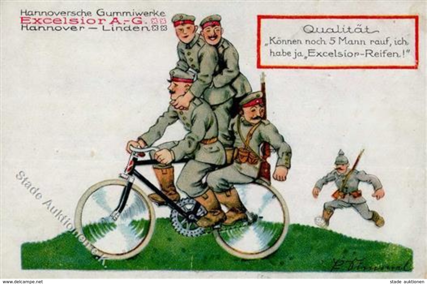 Fahrrad Hannover (3000) Excelsior AG Soldaten Sign. Simmel  I-II Cycles - Sonstige & Ohne Zuordnung