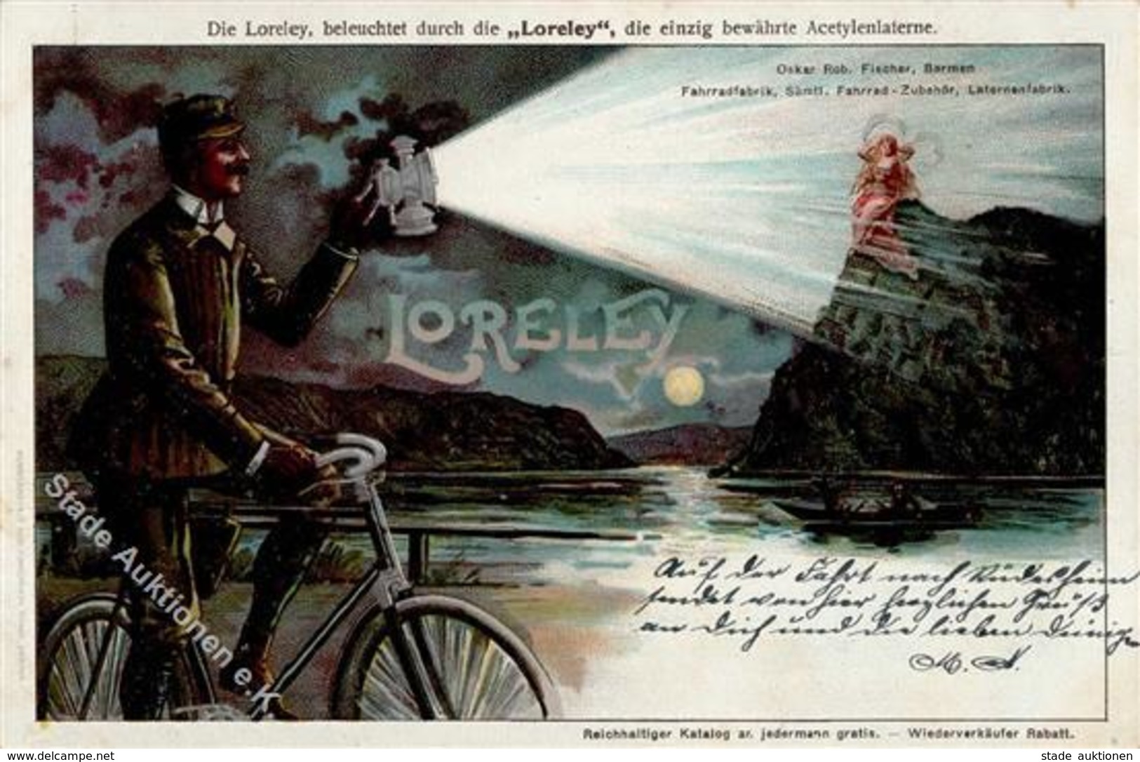 Fahrrad Loreley Acetylenlaterne Lithographie 1901 I-II Cycles - Sonstige & Ohne Zuordnung