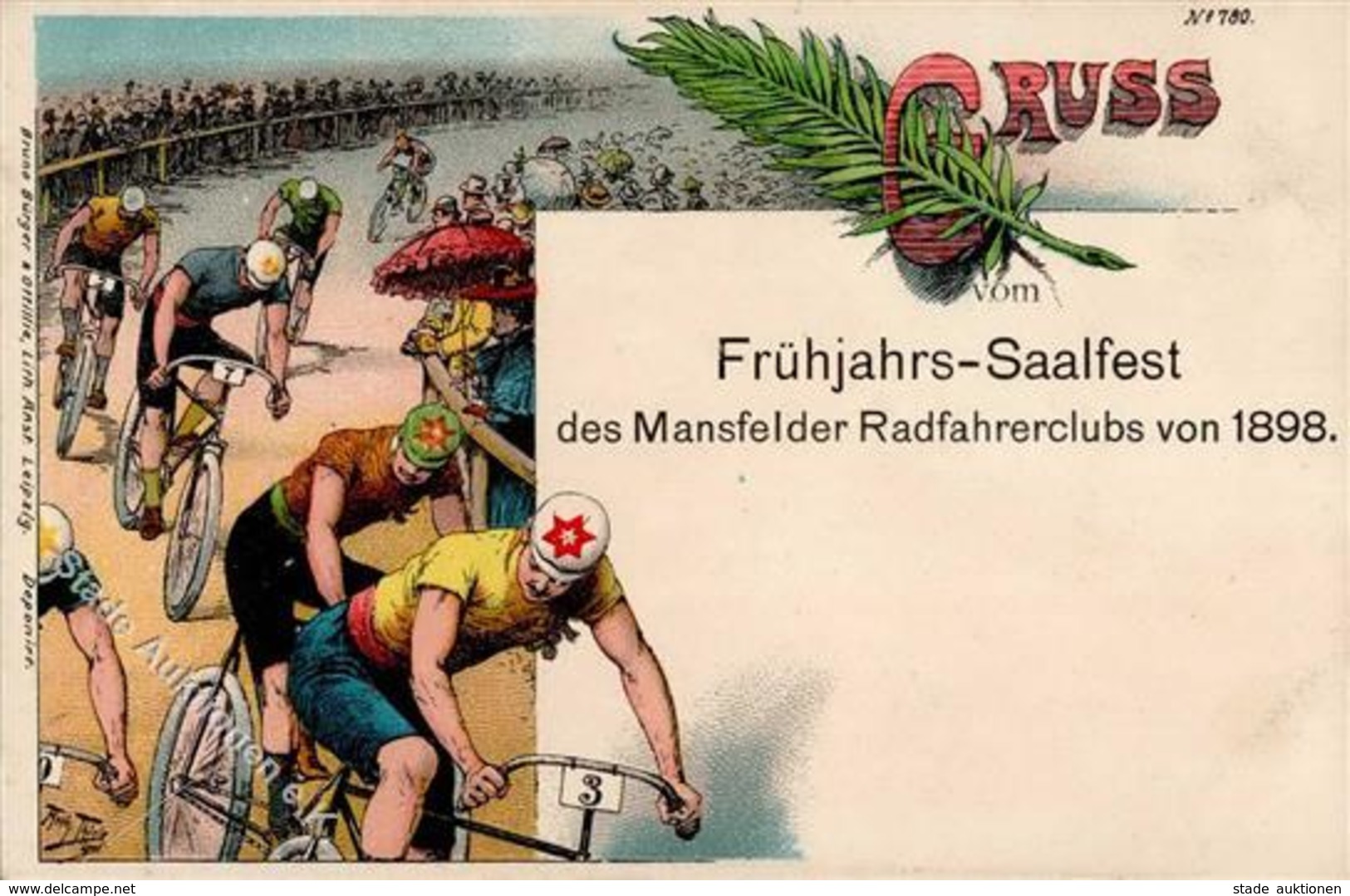 Fahrrad Mansfelder Radfahrerclub Frühjahrs Saalfest Sign. Thiele, Arthur Künstlerkarte I-II Cycles - Andere & Zonder Classificatie