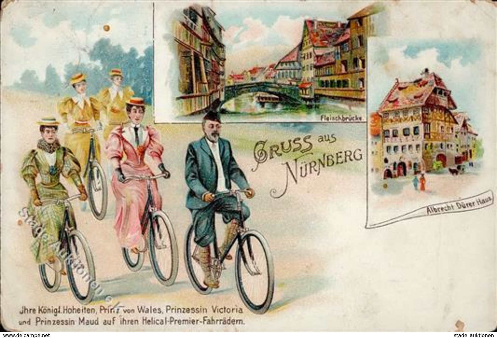 Fahrrad Nürnberg (8500) Prinz Von Wales Prinzessin Victoria U. Prinzessin Maud Auf Helical Premier Fahrrädern  Lithograp - Other & Unclassified