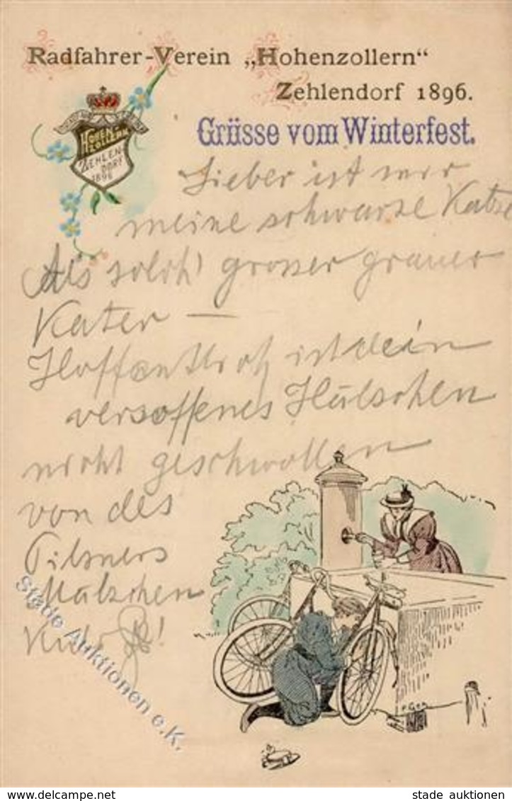 Fahrrad Radfahrer Verein Hohenzollern Zehlendorf 1896 I-II Cycles - Sonstige & Ohne Zuordnung