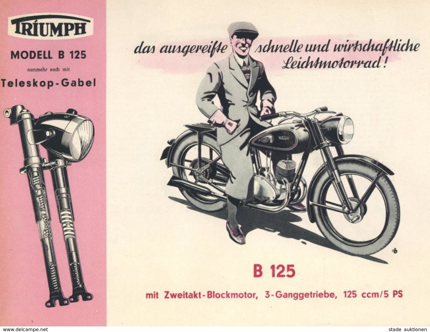 Motorrad Oldtimer Triumph B125 Prospekt I-II - Motos