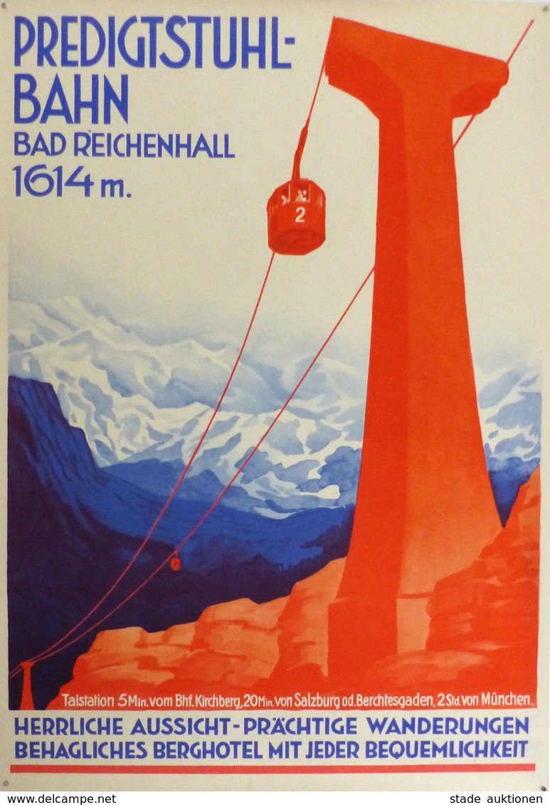 Seilbahn Predigtstuhl Bahn Bad Reichenhall Plakat 42 X 60 Cm I-II - Sonstige & Ohne Zuordnung