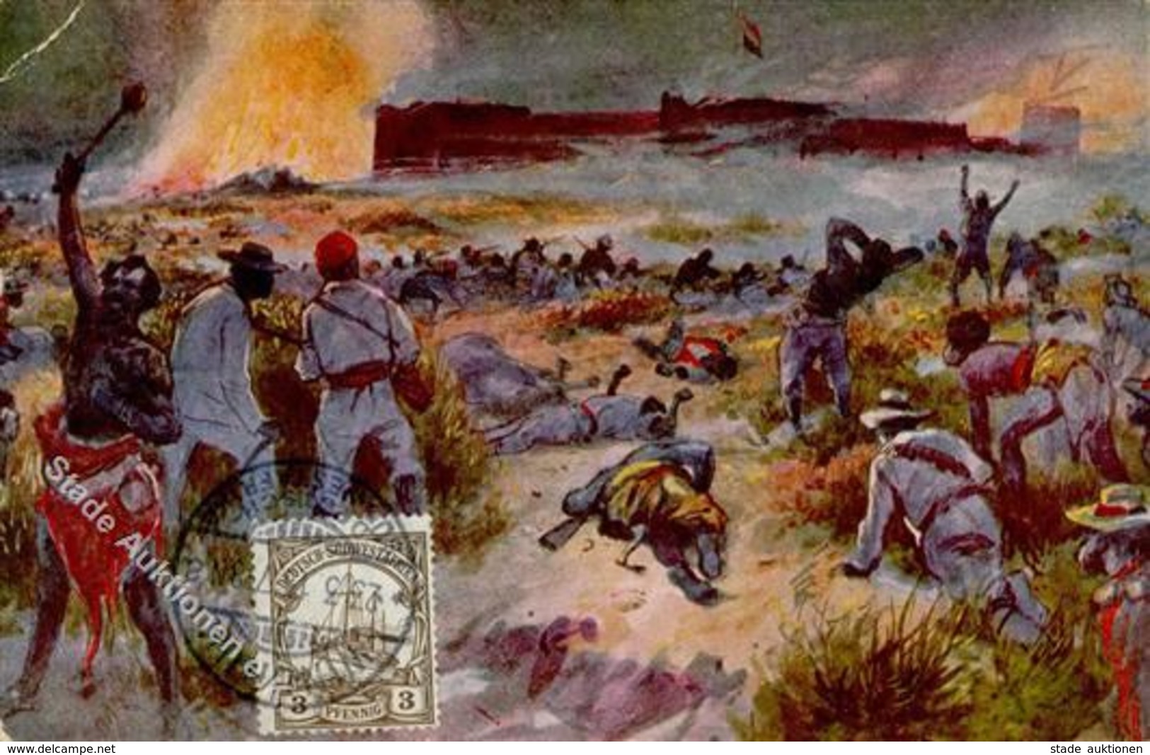 Kolonien Deutsch Südwestafrika Angriff Auf Eine Festung Stpl. Windhuk 23.3.13 Künstlerkarte 1913 II (Ecken Abgestoßen, E - Unclassified