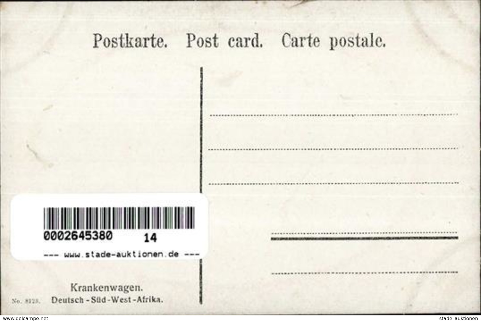 Kolonien Deutsch Südwestafrika Krankenwagen I-II (fleckig) Colonies - Unclassified