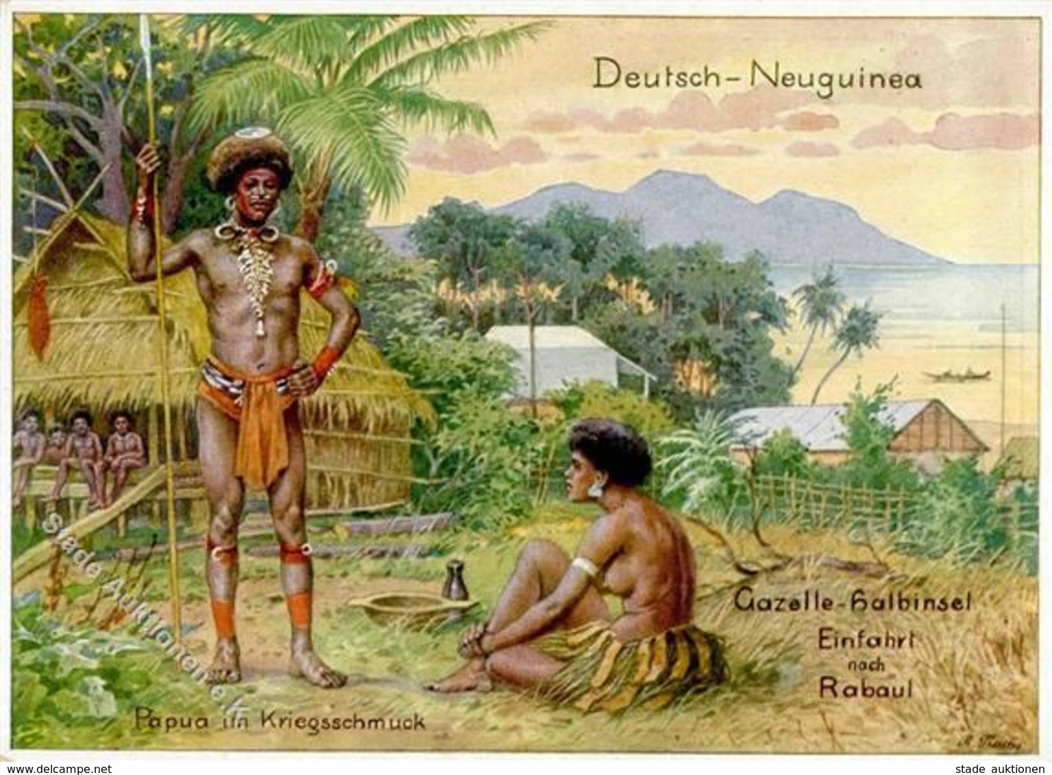 Kolonien Deutsch Neuguinea Gazelle Halbinsel Sign. Trache, R.  Künstlerkarte I-II Colonies - Asie