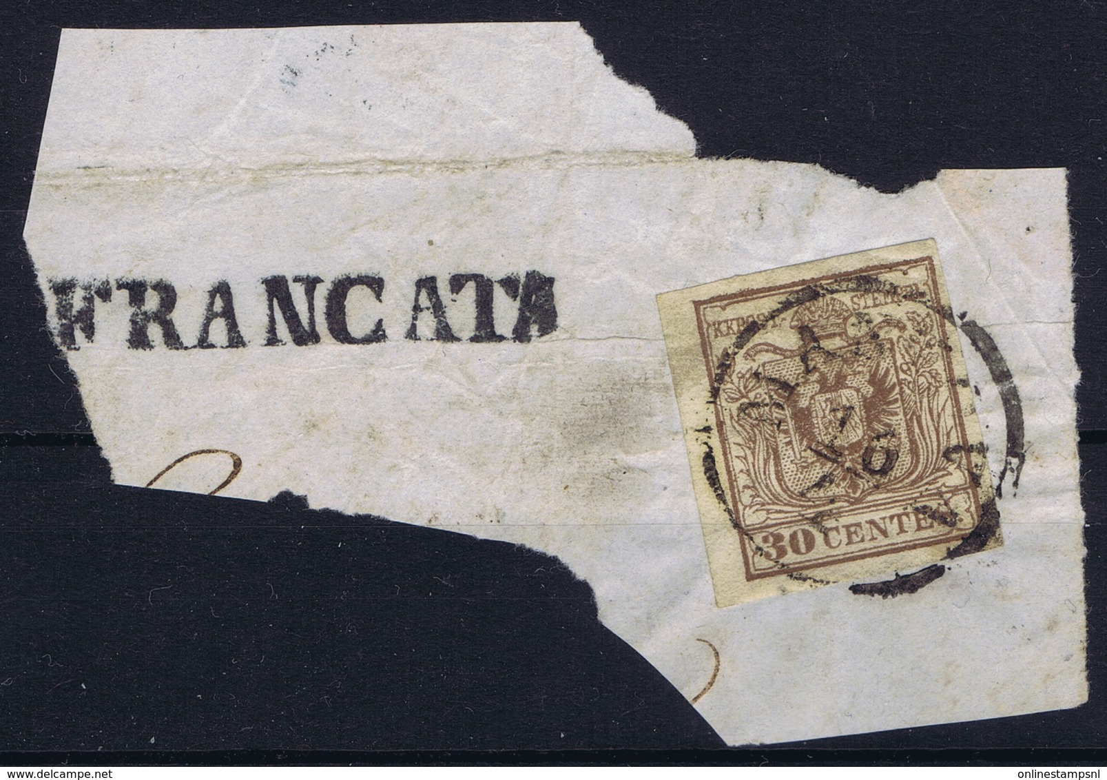 Lombardo Veneto Sa 8 On Fragment Mantova 16-4-1851 Cancel FRANCATA - Lombardy-Venetia