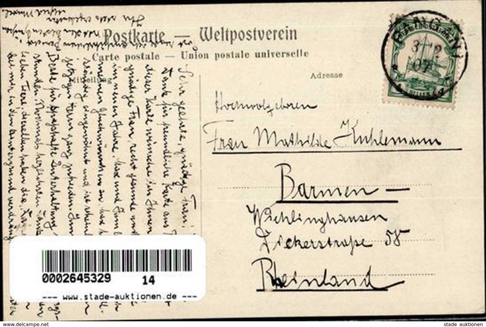 Kolonien Deutsch Ostafrika Pangani Kaisl. Zollamt U. Postamt 1907 I-II Colonies - África
