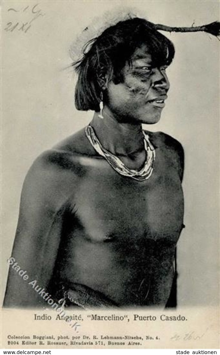 Indios Puerto Casado Brasilien Indio Angaite Marcelino 1914 I-II - Indiens D'Amérique Du Nord