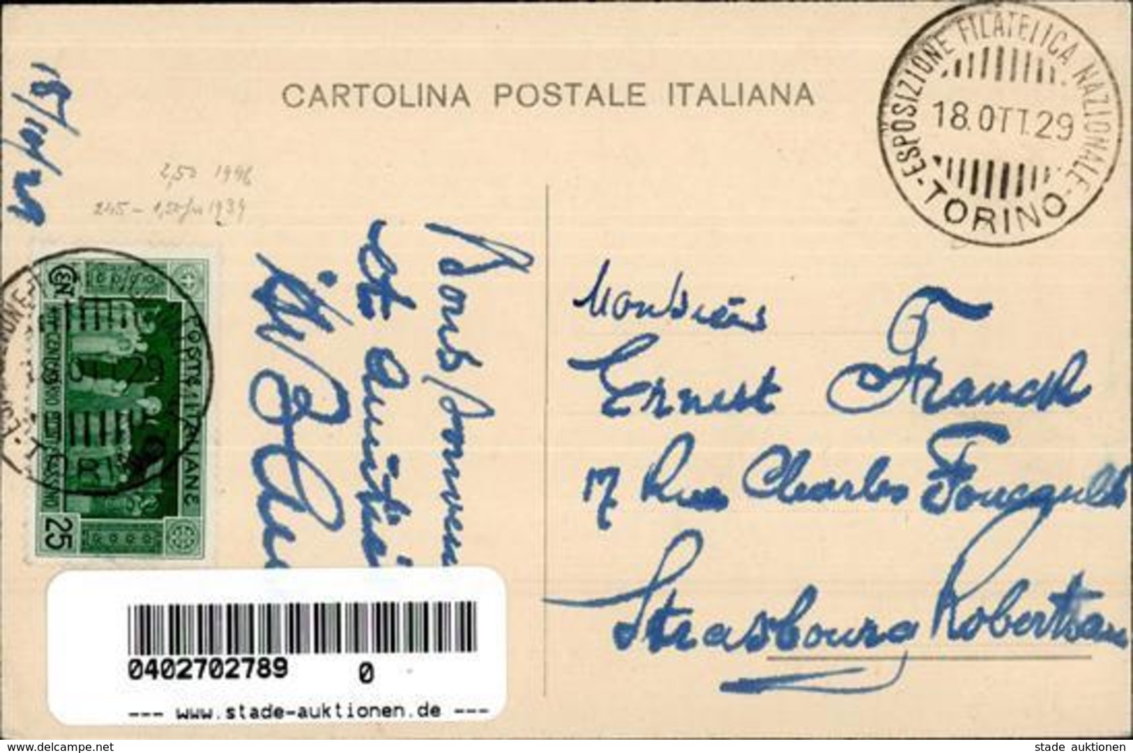 Philatelistentag Torino (10100) Italien XVI. Congresso Filatelico Italiano I-II - Correos & Carteros