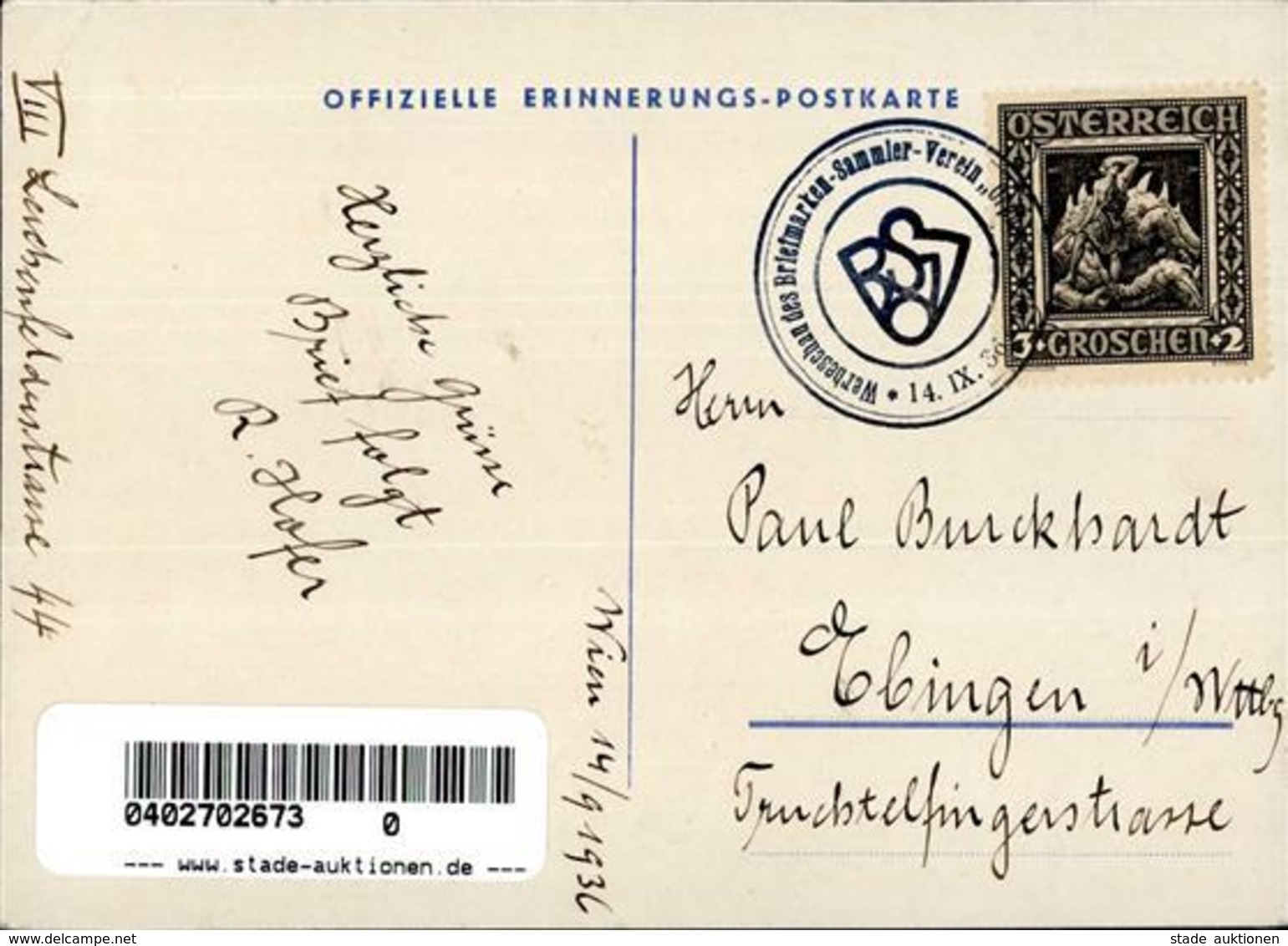 Philatelistentag Wien (1010) Österreich Werbeschau Des Briefmarken Sammler Verein Orpheus I-II - Postal Services