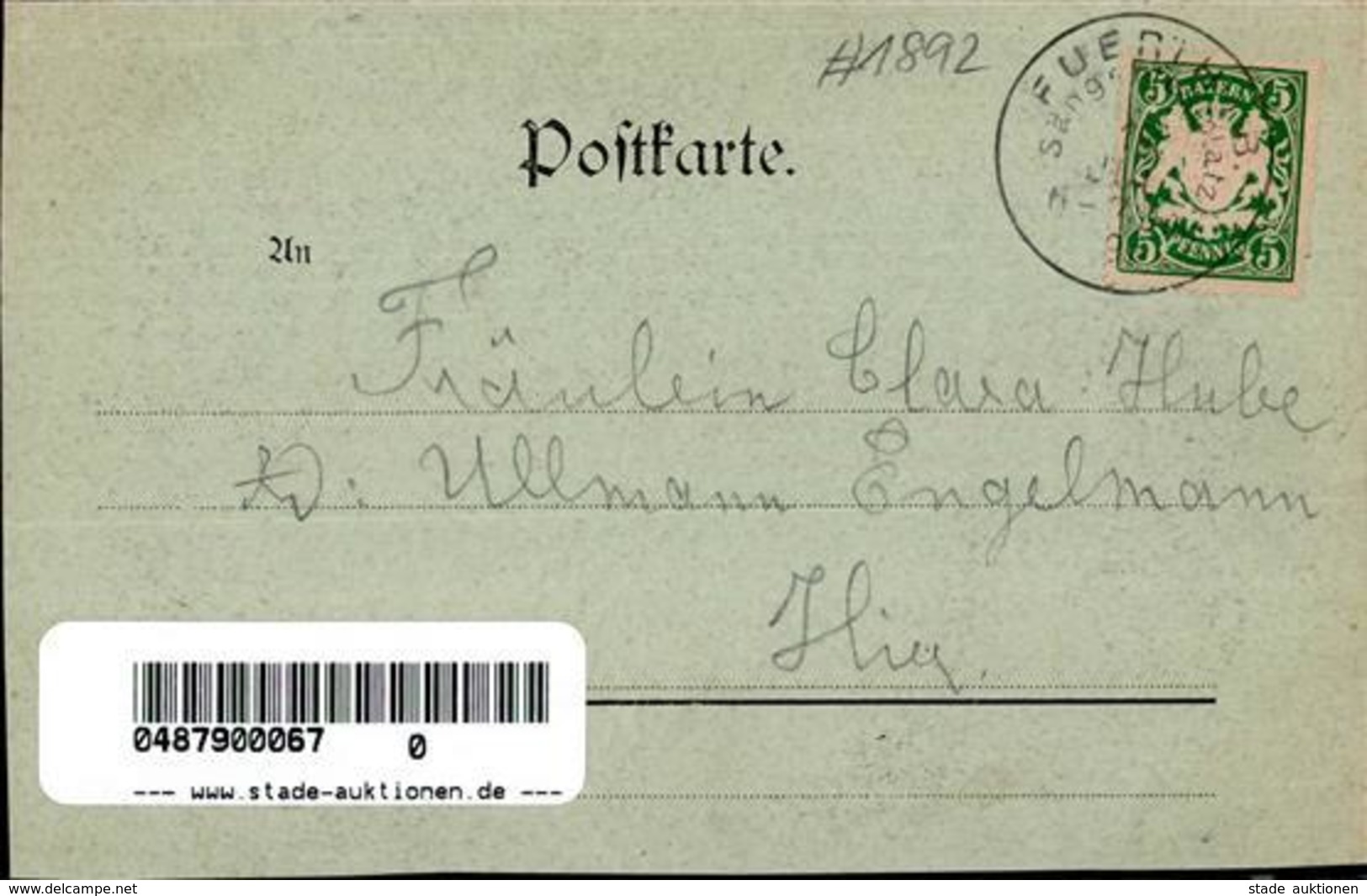 Vorläufer Fürth (8510) Fränkisches Sängerbundfest 1892 I-II - Sonstige & Ohne Zuordnung
