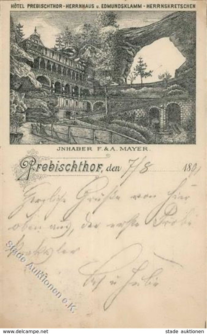 Vorläufer Hotel Prebischthor Inh. F. & A. Mayer 1891 I-II - Autres & Non Classés
