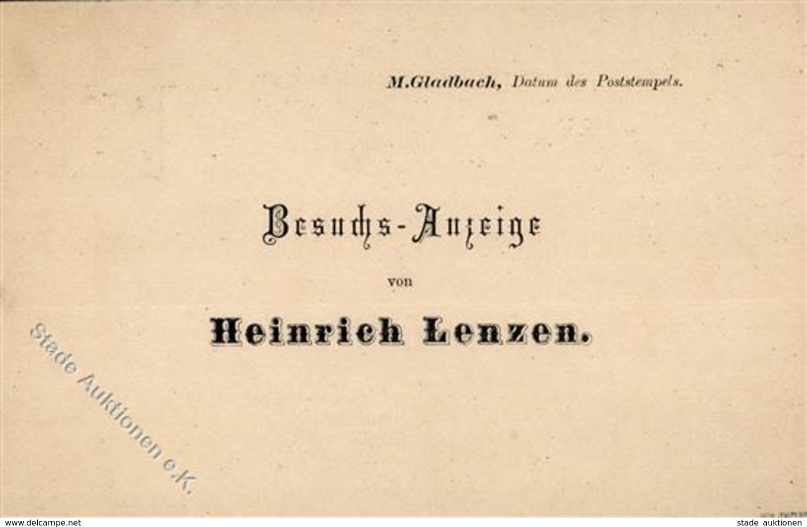 Vorläufer Mönchengladbach (4050) Besuchsanzeige 1880 I-II (Reißnagelloch) - Otros & Sin Clasificación