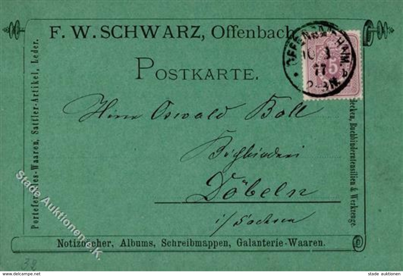 Vorläufer Offenbach (6050) F. W. Schwarz Handlung 1877 I-II - Other & Unclassified