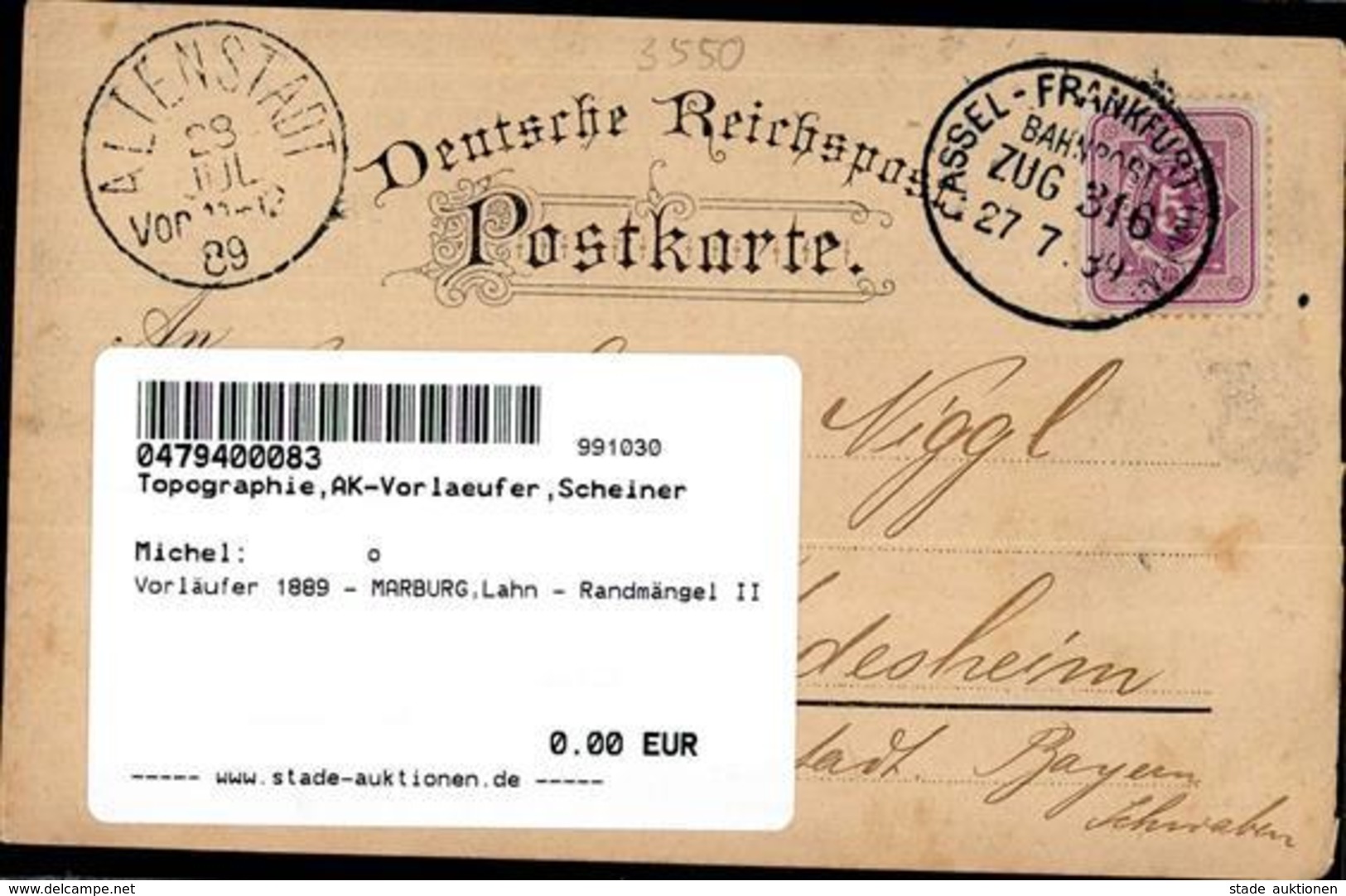 Vorläufer 1889 - MARBURG,Lahn - Randmängel II - Other & Unclassified