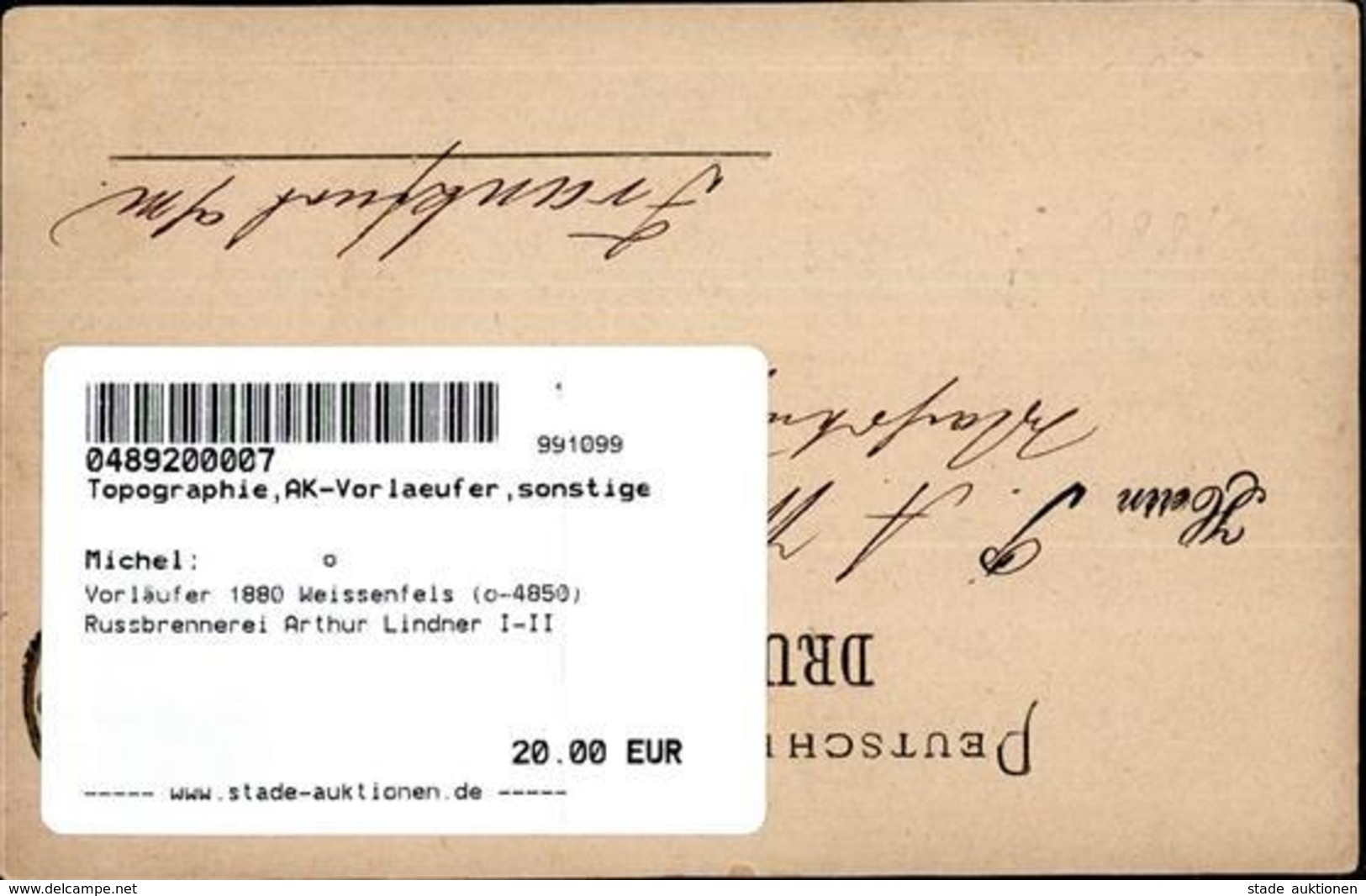 Vorläufer 1880 Weissenfels (o-4850) Russbrennerei Arthur Lindner I-II - Other & Unclassified