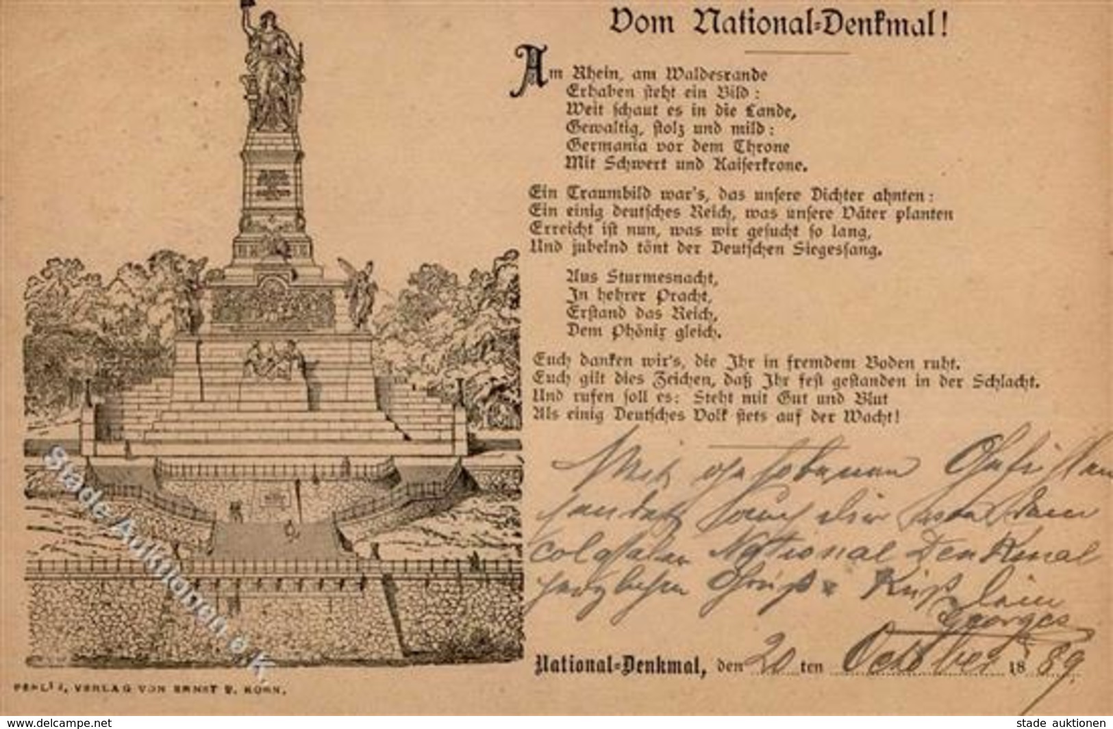 Vorläufer 1889 Rüdesheim (6220) National Denkmal I-II (RS Abschürfung) - Sonstige & Ohne Zuordnung