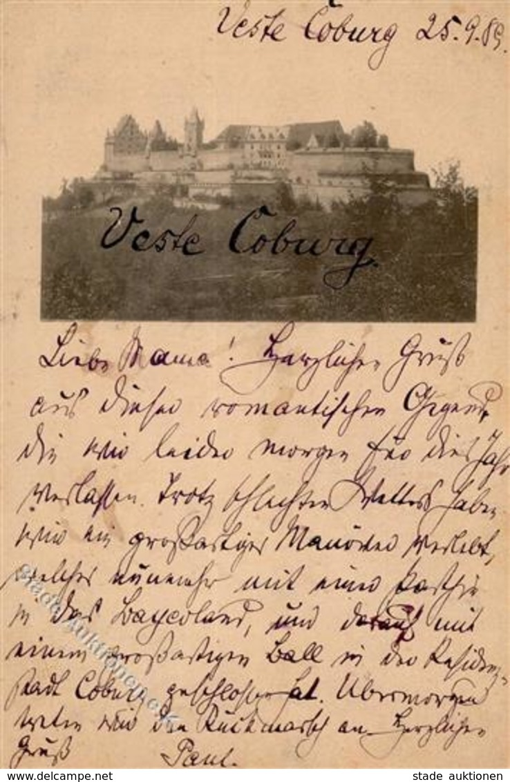 Vorläufer 1889 Veste Coburg (8630) I-II - Sonstige & Ohne Zuordnung