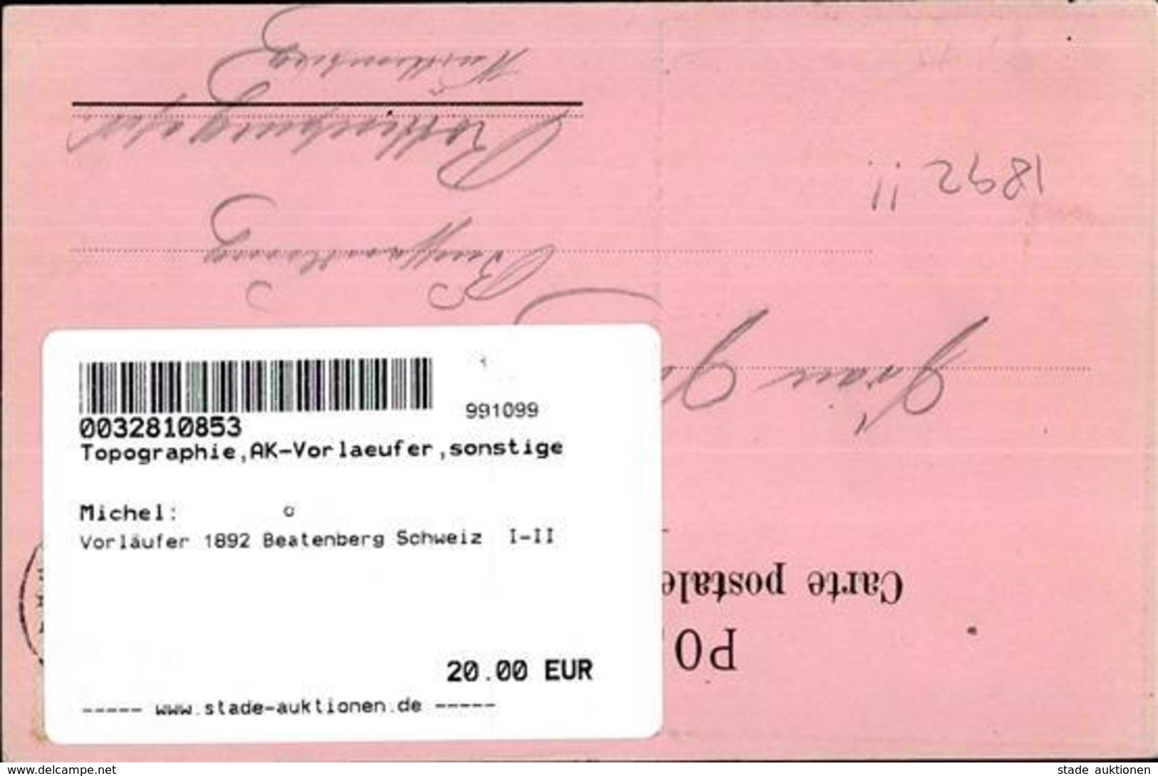 Vorläufer 1892 Beatenberg Schweiz  I-II - Other & Unclassified