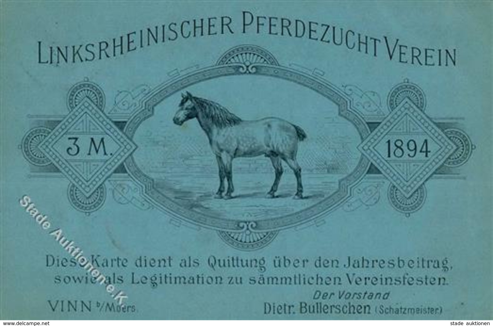 Vorläufer 1894 Linksrheinischer Pferdezuchtverein Vinn (4130) I-II - Sonstige & Ohne Zuordnung