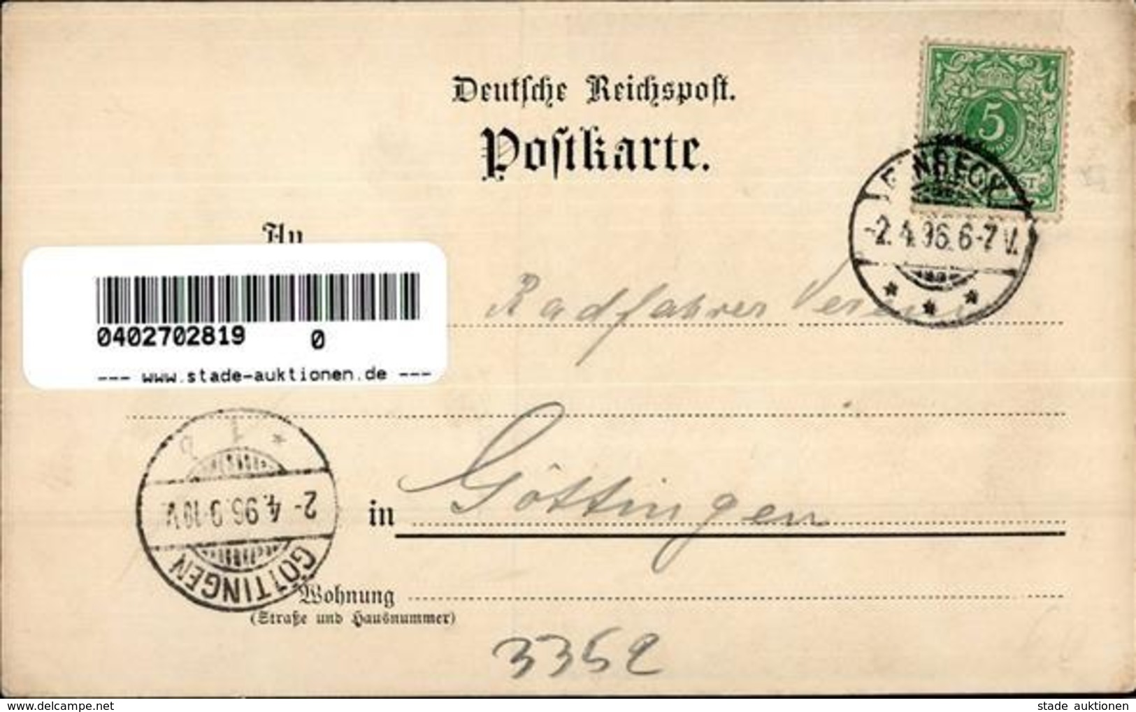 Vorläufer Einbeck (3352) Waldschlösschen 1896 I-II (fleckig) - Other & Unclassified