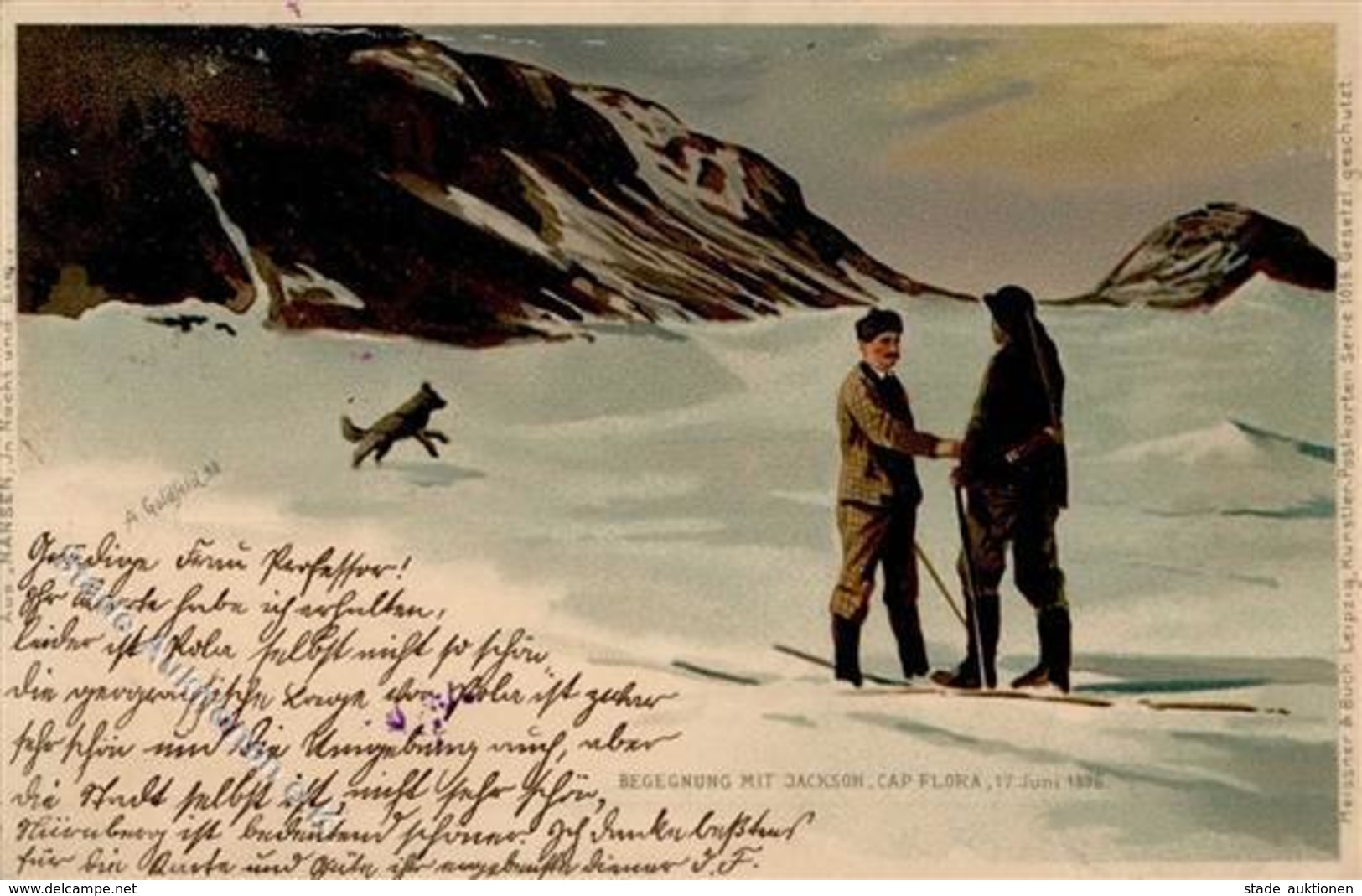 Expedition Begegnung Mit Jackson Cap Flora Sign. Goldfeld, A. Künstlerkarte 1899 I-II - Other & Unclassified