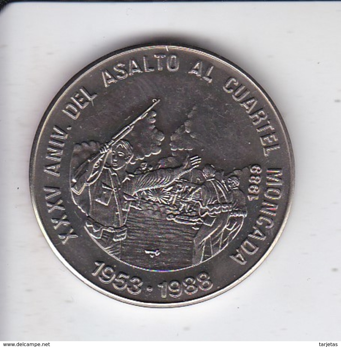 MONEDA DE CUBA DE 1 PESO DEL AÑO 1989 DEL ASALTO AL CUARTEL MONCADA (COIN) NUEVA-MINT - Cuba