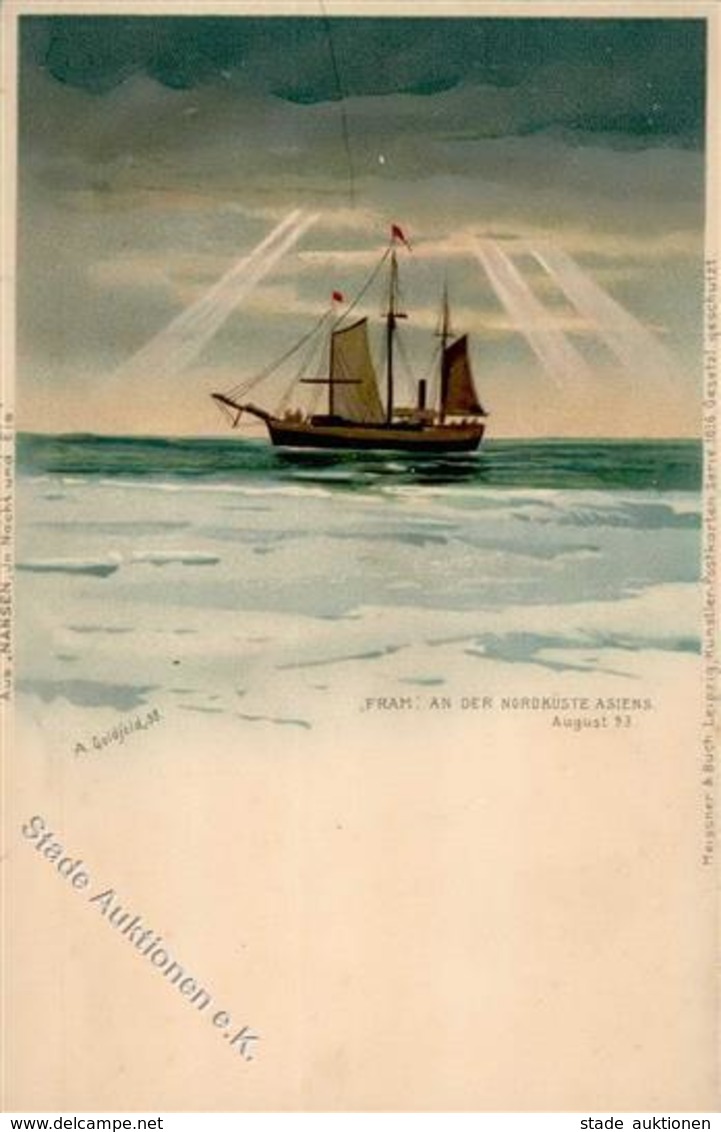 Expedition Fram An Der Nordküste Asiens Sign. Goldfeld, A. Künstlerkarte I-II - Sonstige & Ohne Zuordnung
