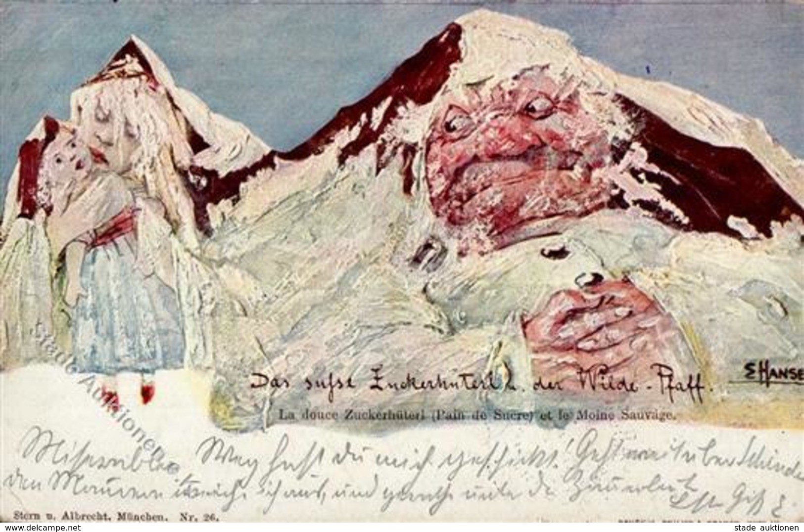 Berggesicht Sign. Hansen Das Süße Zuckerhüterl U. Der Wilde Pfaff Künstlerkarte 1898 I-II - Sonstige & Ohne Zuordnung