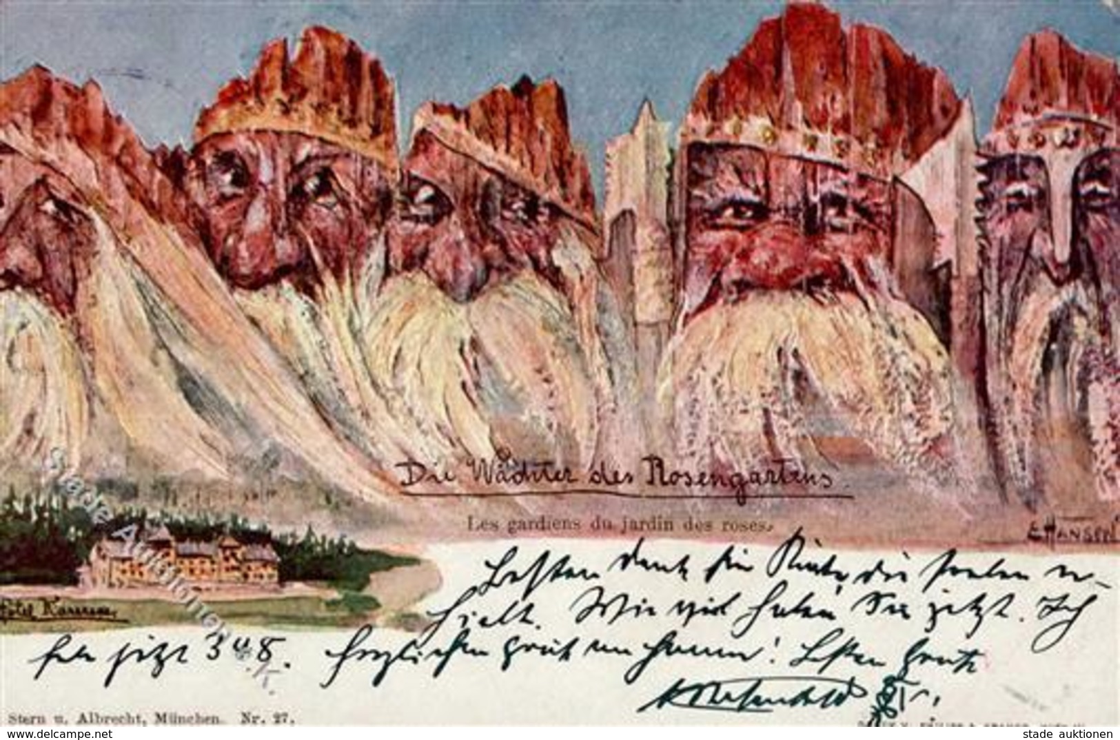 Berggesichter Sign. Hansen Die Wächter Des Rosengartens 1898 I-II Face à La Montagne - Sonstige & Ohne Zuordnung