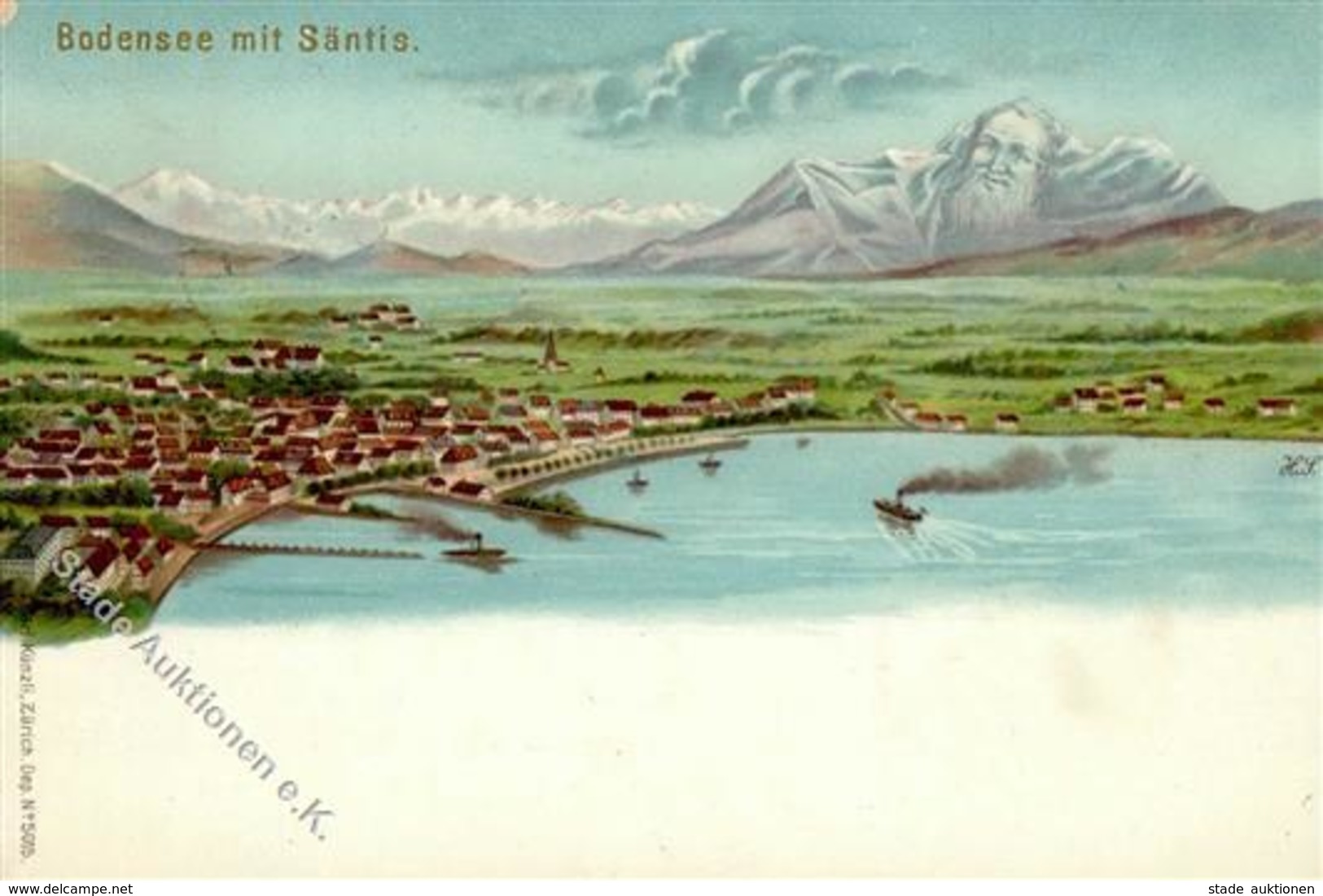 Berggesicht Bodensee Mit Säntis Künstlerkarte 1900 I-II - Sonstige & Ohne Zuordnung