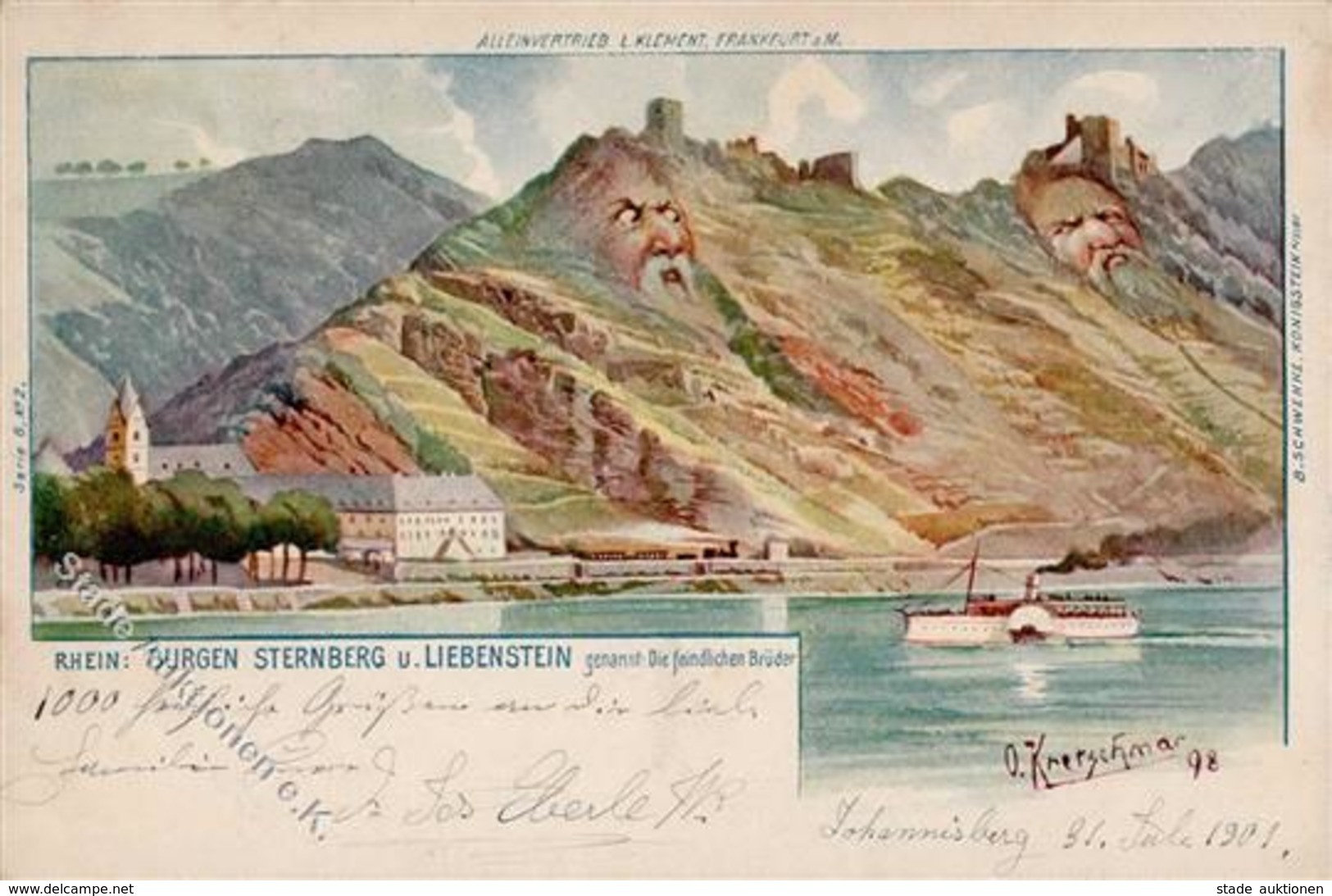 Berggesicht Burgen Sternberg U. Liebenstein Sign. Kretschmar, O. Künstlerkarte 1901 I-II - Altri & Non Classificati