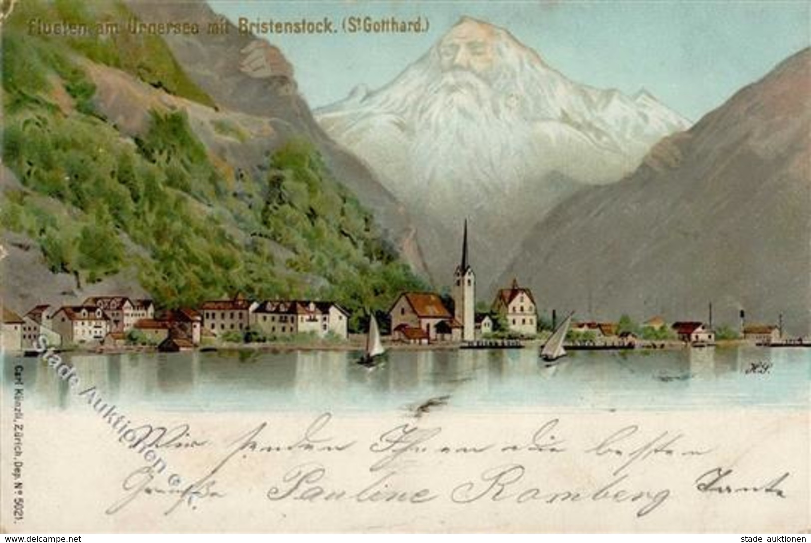 Berggesicht Fluelen Am Urnersee Mit Bristenstock Künstlerkarte 1900 I-II (Eckbug) - Autres & Non Classés