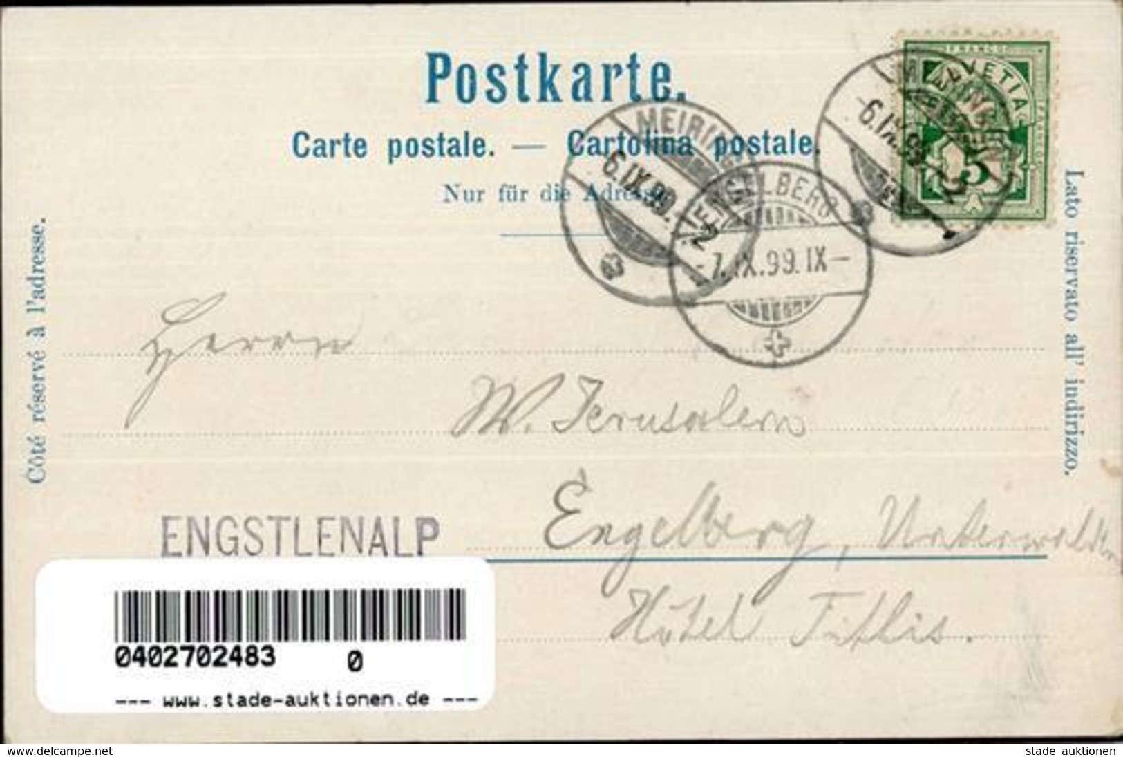 Berggesicht Schlemo, E. Die Berner Alpen Künstlerkarte 1899 I-II - Autres & Non Classés