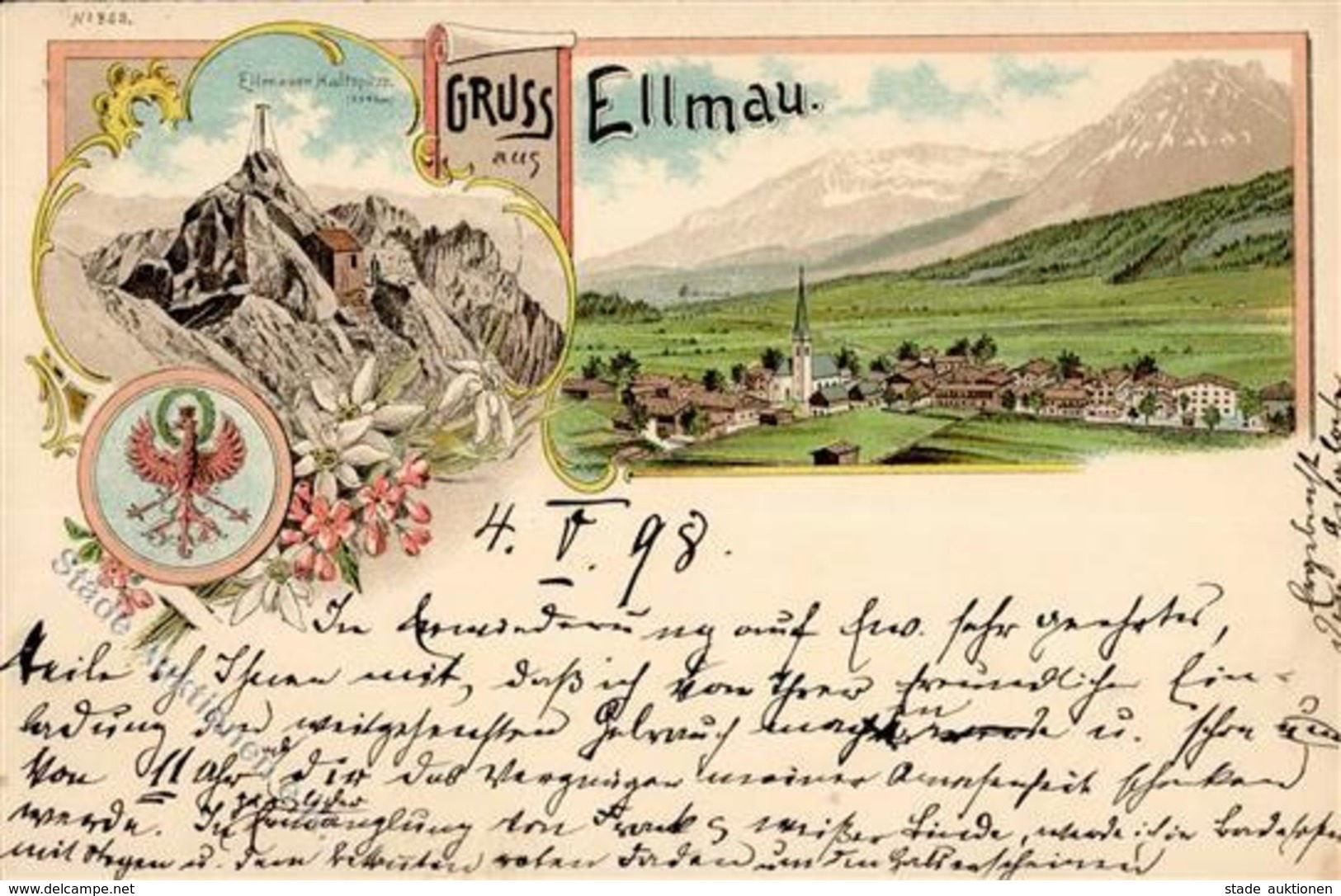 Berghütte Ellmau Ellmauer Haltspitze Lithographie 1898 I-II Cabane - Sonstige & Ohne Zuordnung