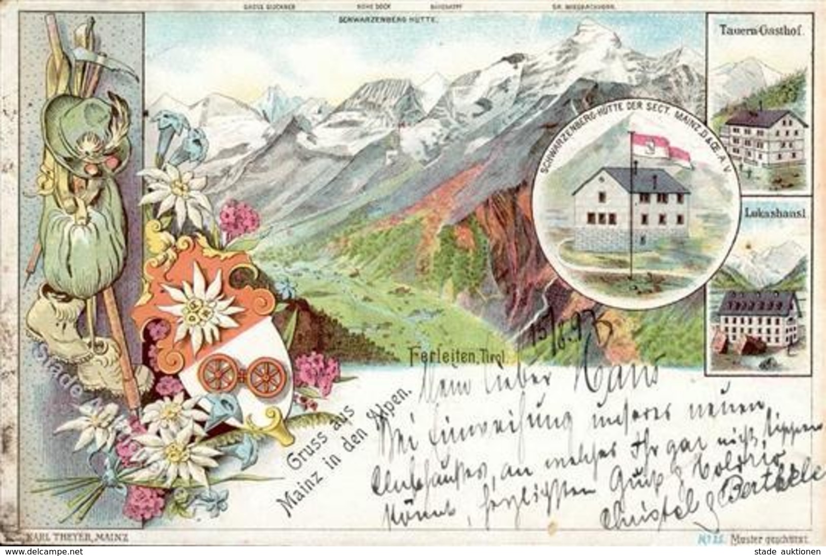 Berghütte Schwarzenberg Hütte  Lithographie 1897 I-II Cabane - Sonstige & Ohne Zuordnung