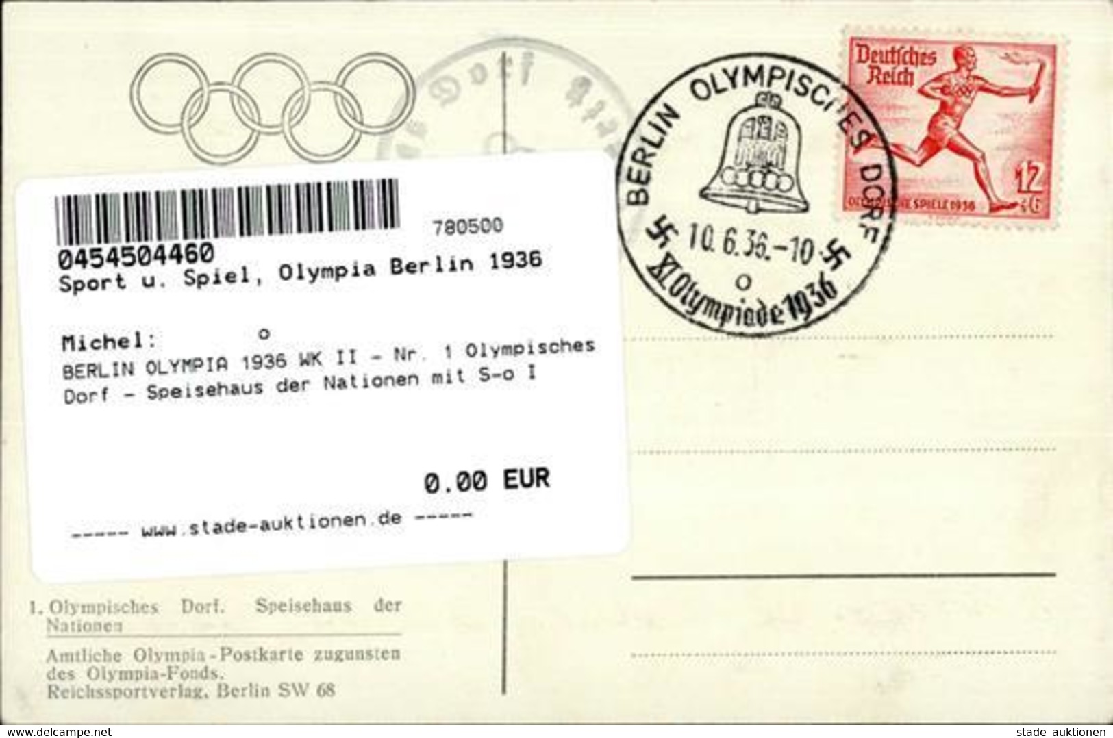 BERLIN OLYMPIA 1936 WK II - Nr. 1 Olympisches Dorf - Speisehaus Der Nationen Mit S-o I - Jeux Olympiques