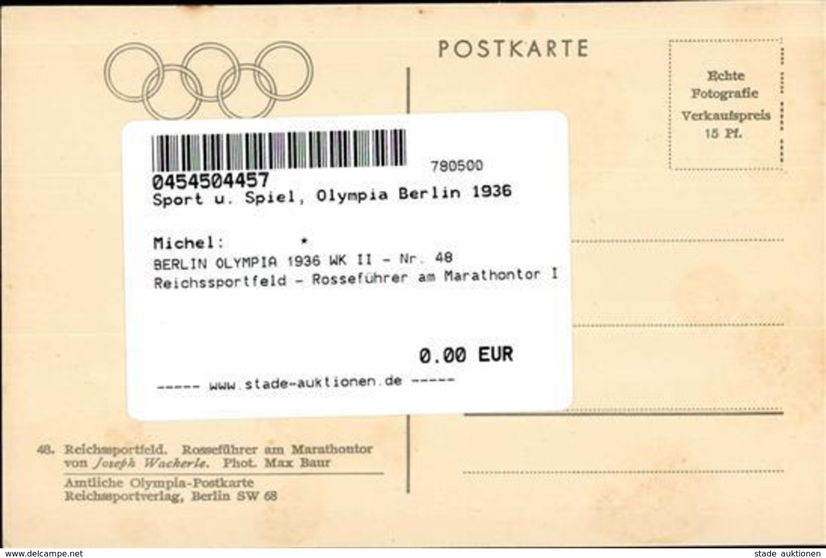 BERLIN OLYMPIA 1936 WK II - Nr. 48 Reichssportfeld - Rosseführer Am Marathontor I - Jeux Olympiques