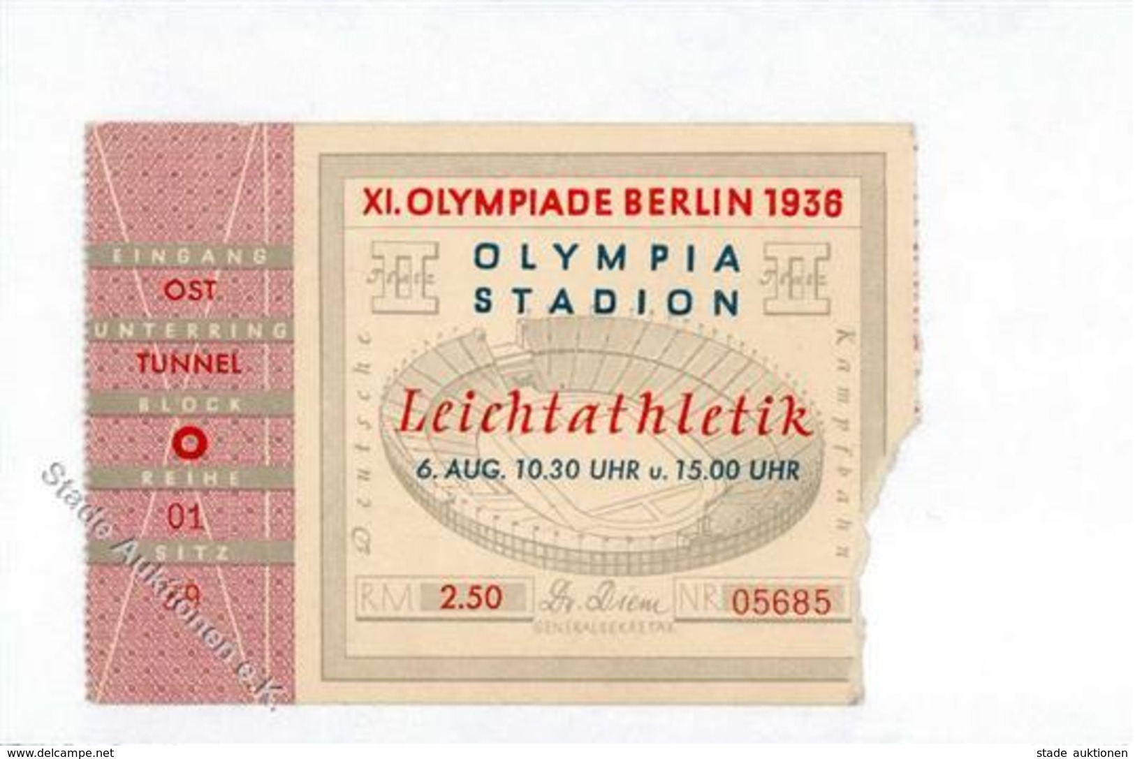 Olympiade 1936 Berlin Mitte (1000) Eintrittskarte Leichtathletik I-II - Olympic Games