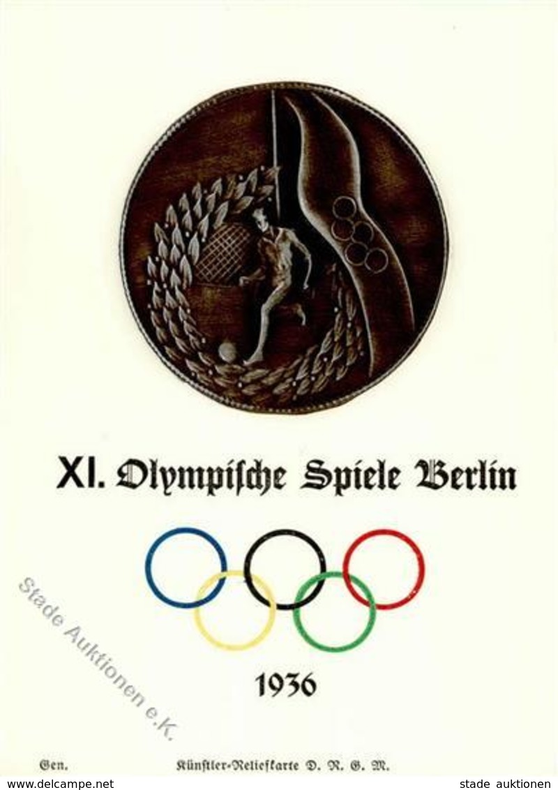 Olympiade 1936 Berlin Mitte (1000) Metallplakette Relief AK I-II (keine Ak-Einteilung) - Olympische Spiele