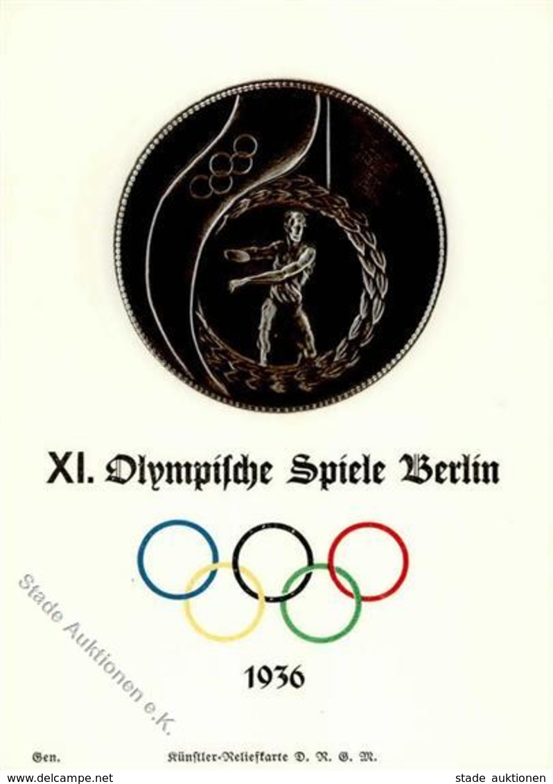 Olympiade 1936 Berlin Mitte (1000) Metallplakette Relief AK I-II (keine Ak-Einteilung) - Olympische Spiele