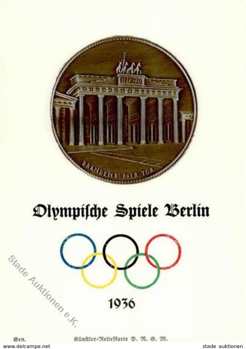 Olympiade 1936 Berlin Mitte Brandenburger Tor Metallplakette Relief AK I-II (keine Ak-Einteilung) - Olympische Spiele