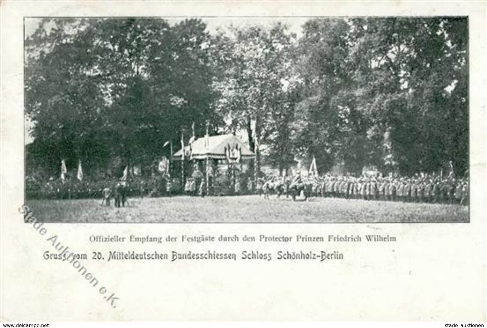 SCHÖNHOLZ-BERLIN - Gruss V. 20. MD BUNDESSCHIESSEN 1902 Mit S-o I Montagnes - Waffenschiessen