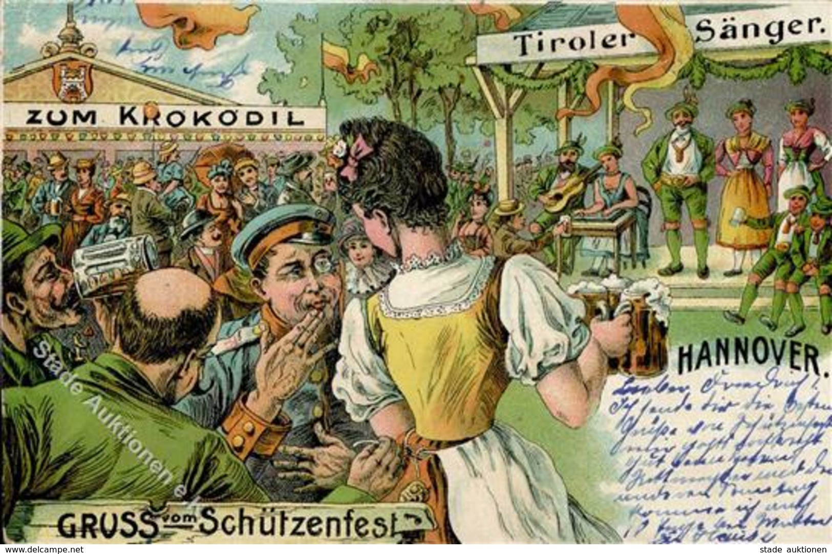 Schützenfest Hannover (3000) Bier Tiroler Sänger Gasthaus Zum Krokodil 1905 I-II Bière - Tir (Armes)